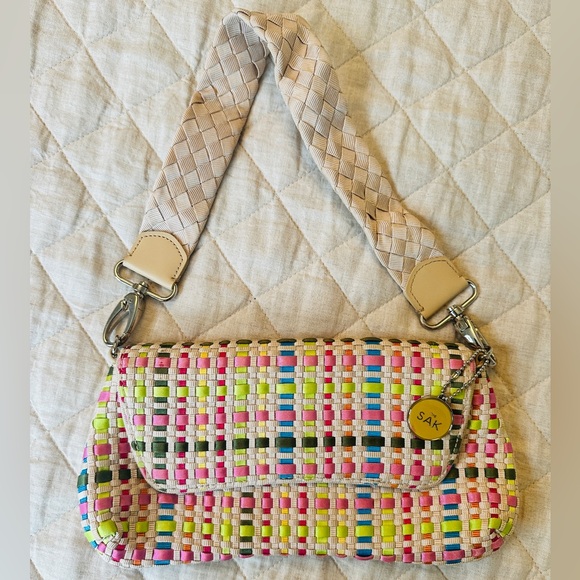 The Sak Handbags - The SAK Pixie Spring Multi-color Woven Ribbon Handbag & Clutch Purse 🌸🪻🌼🌷